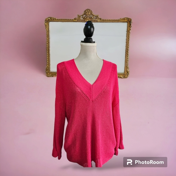 Country Road Sweaters - Country Road | V Neck & Back Sweater - Pink